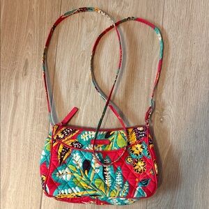 Vera Bradley Red and Multicolor Floral Crossbody Bag